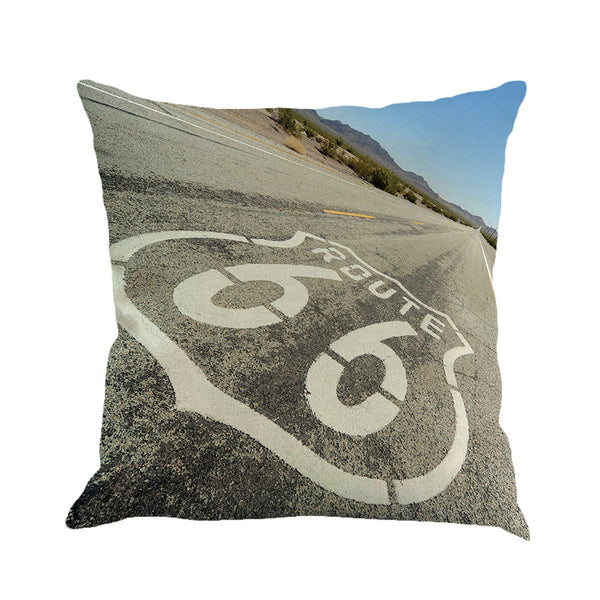 Cojín de Respaldo Route 66 en Lino para Auto, Sofá y Cama - Image 2