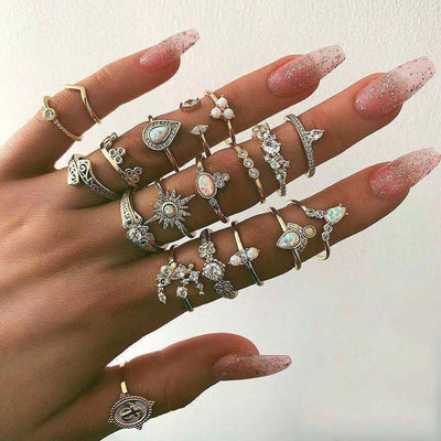 Conjunto de 17 Anillos Bohemios Ajustables - Image 7