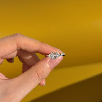 Anillo de Plata S925 Corazón Doble con Piedras Principales - Image 10