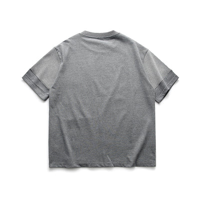 Camiseta Suelta Cuello Redondo con Costuras de Contraste para Hombre - Image 3