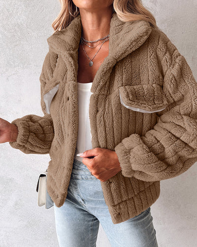 Cardigan Corto de Terciopelo con Rayas Hundidas y Solapa - Image 15