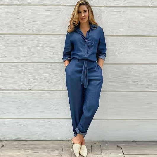Overol Denim para Mujer con Camisa Integrada y Cinturón - Image 8