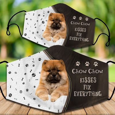 Two cotton face masks with a French Bulldog puppy peeking out, paw prints, and "French Bulldog Kisses Fix Everything" text. - Image 18