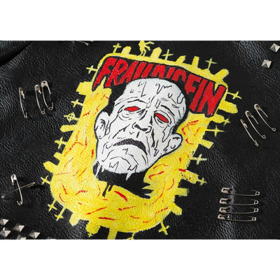 Chaqueta PU Ajustada con Estampado Graffiti y Tachuelas Metálicas para Mujer - Image 7