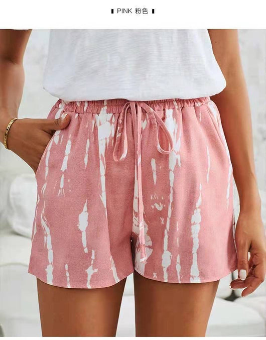Shorts Anchos Tie-dye a Rayas Estilo Europeo Americano para Verano - Image 16
