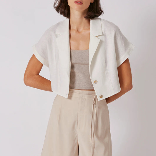 Camisa de Lino con Cuello Solapa y Manga Corta - Image 7