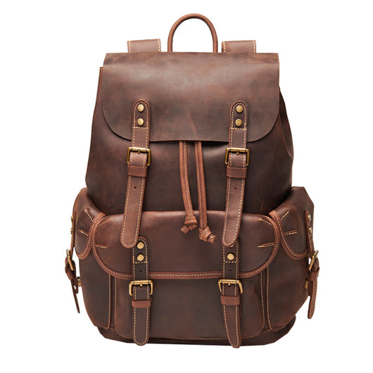 Mochila Retro Cuero Crazy Horse Hombre - Gran Capacidad Viajes y Trabajo - Image 11