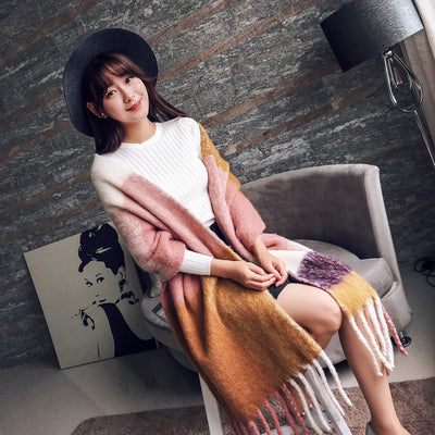 Bufanda Larga Estilo Coreano con Borlas - Abrigo Grueso para Otoño e Invierno - Image 4
