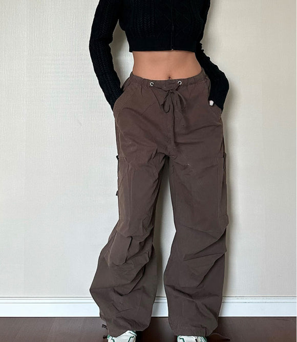Pantalones Cargo Mujer Bolsillos Sueltos Corte Recto