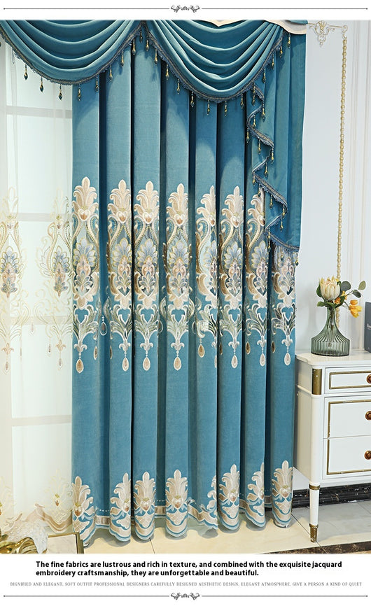 Cortinas Europeas de Lujo con Bordado Hueco de Flores para Sala de Estar - Image 17