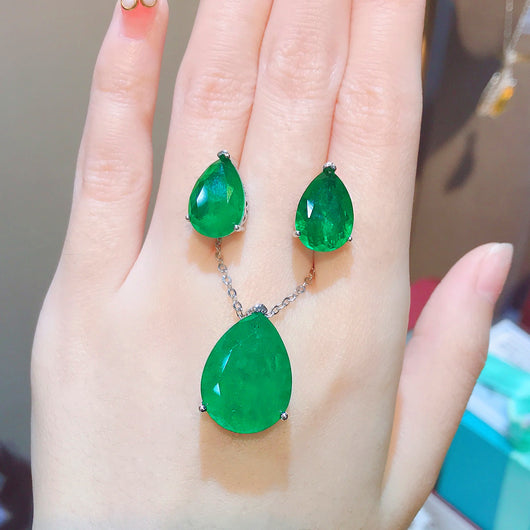 Aretes de Paraíba Esmeralda en Corte Pera - Image 4