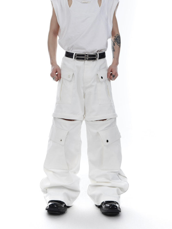 Pantalones Blancos Anchos Unisex para Hombre