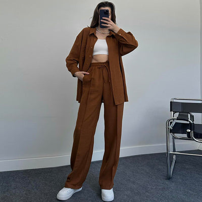 Conjunto Elegante de Blusa y Pantalón Liso para Mujer - Image 13