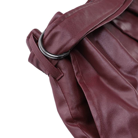 Pantalones Tipo Cuero Sintético Cintura Alta para Mujer