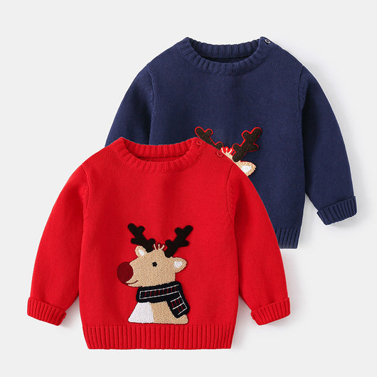 Suéter Navideño Grueso con Reno Cartoon - Abrigo Cálido para Invierno