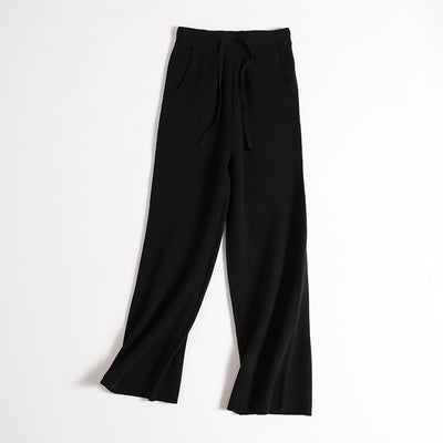 Pantalón Ancho de Cintura Alta con Cordón en Lana Suave y Textura Esponjosa - Image 6