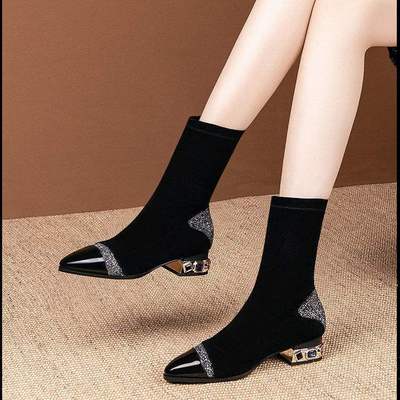 Botas Tacón Alto con Punta Afilada y Detalles de Cristal - Image 37