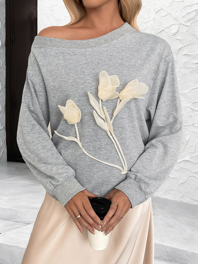 Blusa Elegante con Flores 3D y Hombros Descubiertos - Image 13