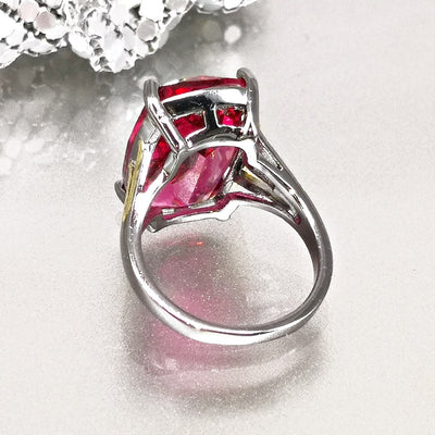 Anillo de Piedra Roja con Dos Tonos Dorado y Negro - Image 9