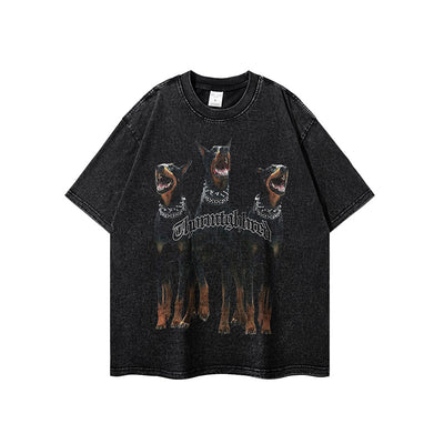 Playera Holgada Doberman Pinscher Estilo Urbano Desgastada para Hombre y Mujer - Image 5
