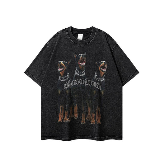 Playera Holgada Doberman Pinscher Estilo Urbano Desgastada para Hombre y Mujer - Image 5