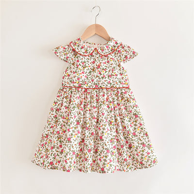 Vestido Infantil Floral con Mangas Volantes y Cuello Solapa - Image 14