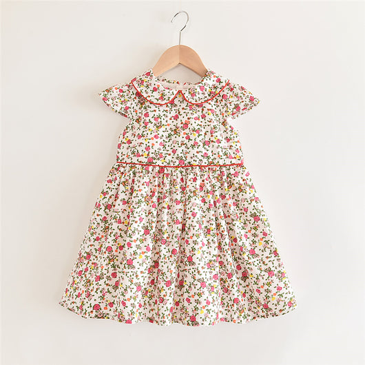 Vestido Infantil Floral con Mangas Volantes y Cuello Solapa - Image 14