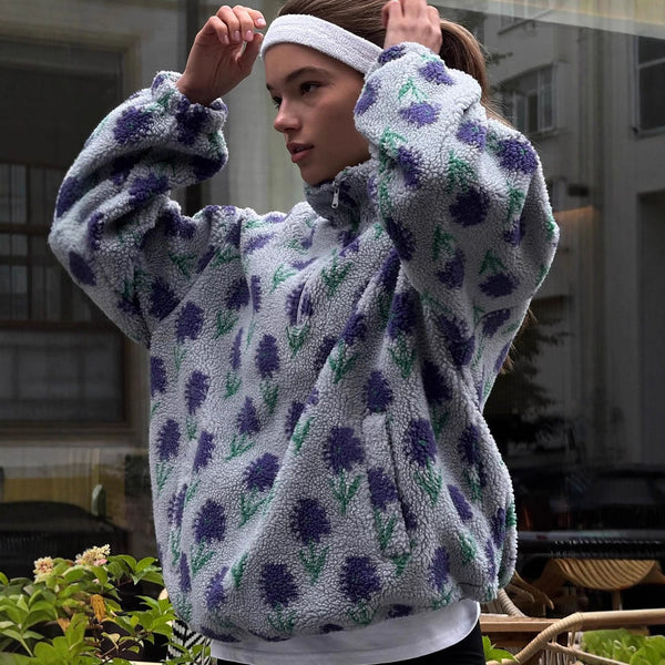 Sudadera con Capucha y Cierre Medio de Felpa Jacquard