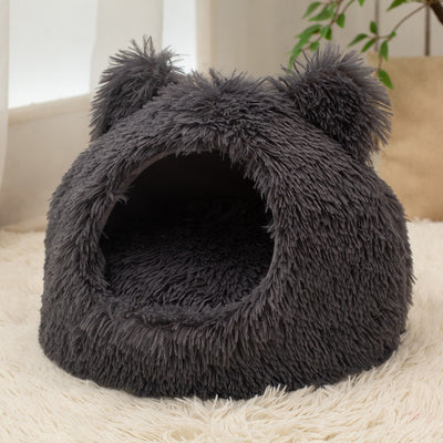 Cama Cálida Semiencerrada para Gatos con Peluche Suave - Image 7