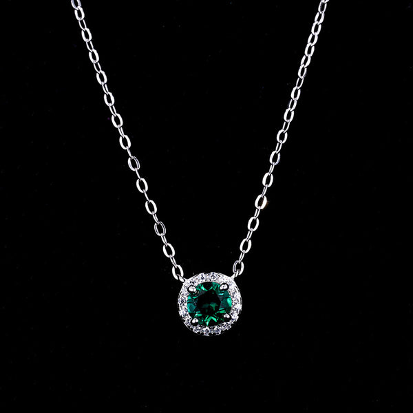 Dije de Esmeralda Cultivada en Plata 925 y Oro Blanco 18k