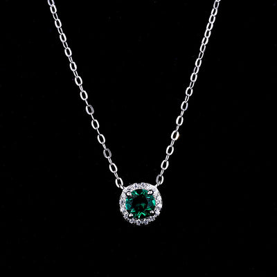 Dije de Esmeralda Cultivada en Plata 925 y Oro Blanco 18k