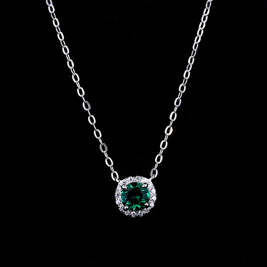 Dije de Esmeralda Cultivada en Plata 925 y Oro Blanco 18k