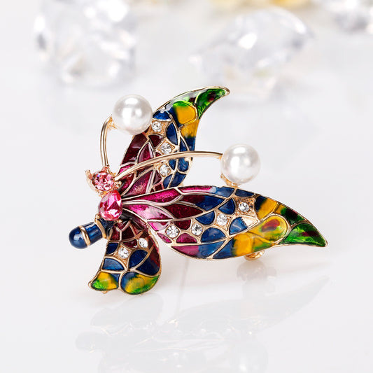 Broche Mariposa Decorado con Diamantes Brillantes