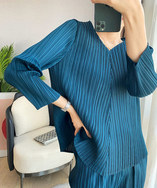 Blusa Suelta Cuello en V para Mujer - Primavera y Otoño