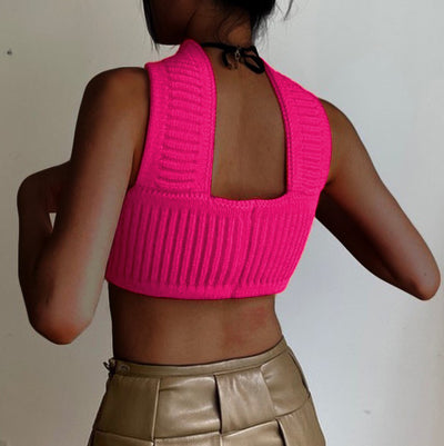 Blusa Tipo Halter de Fleece de Conejo para Mujer - Suéter Tejido Festivo - Image 11