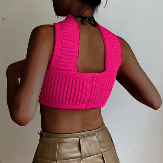 Blusa Tipo Halter de Fleece de Conejo para Mujer - Suéter Tejido Festivo - Image 11