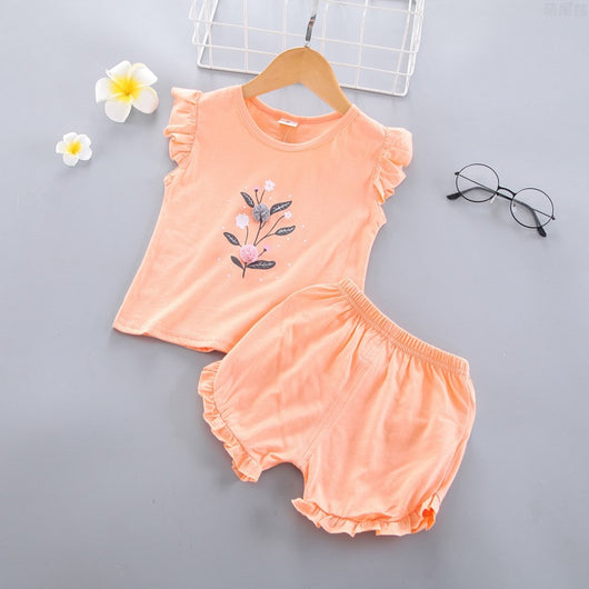 Conjunto Infantil Niña Verano: Blusa de Encaje sin Mangas + Shorts Lisos - Image 9