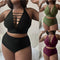 Bikini Talla Grande Escote Cruzado Ajustable con Detalles Calados