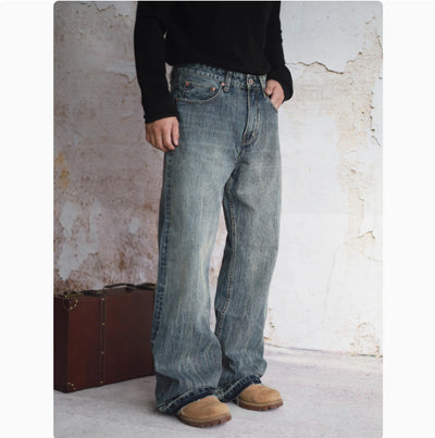 Jeans Rectos Sueltos con Micro Acampanada para Hombre - Image 9