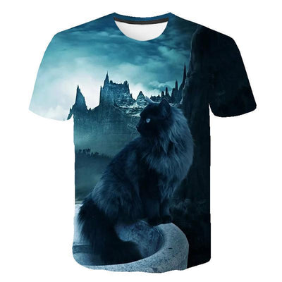 Camiseta Unisex Estampado 3D Gato Harajuku - Manga Corta Casual - Image 10
