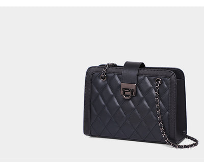 Bolso Bandolera Cuadrado Pequeño de Cuero Genuino con Cadena - Image 10