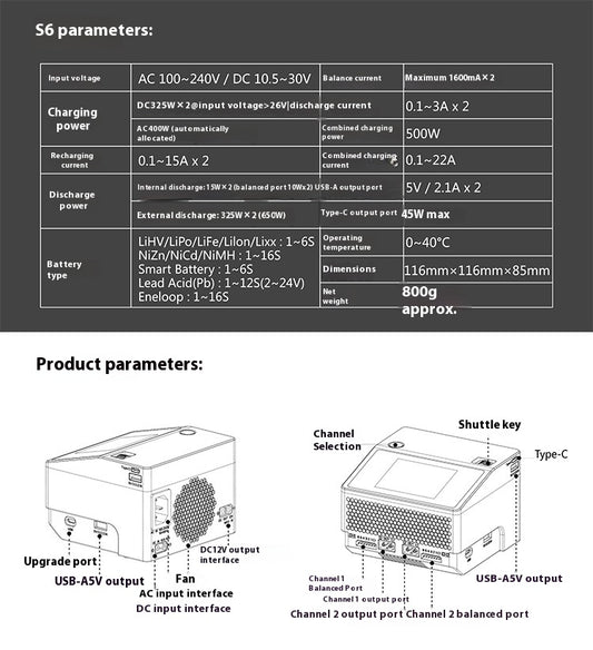 Cargador Inteligente HOTA S6 para Baterías Lipo 1-6S - Image 2