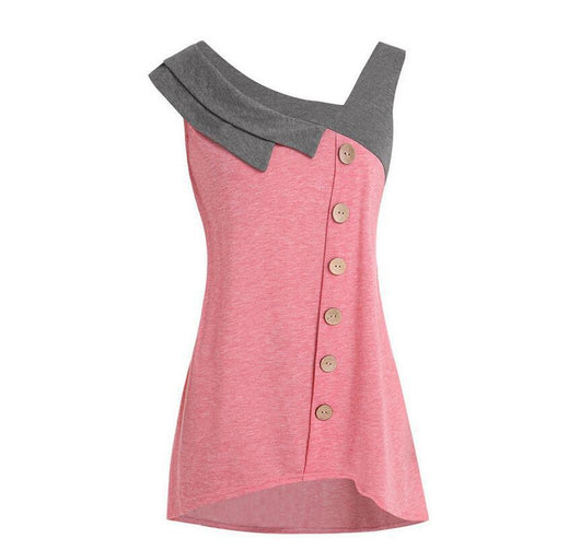 Blusa con Bloques de Color Asimétricos y Chaleco Botones Talla Grande - Image 9