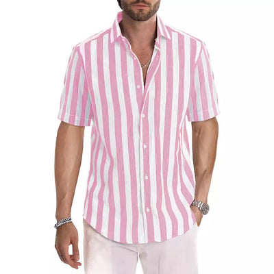 Camisa de Playa Hombre Rayas Tejidas - Estilo Casual Europeo Verano - Image 3