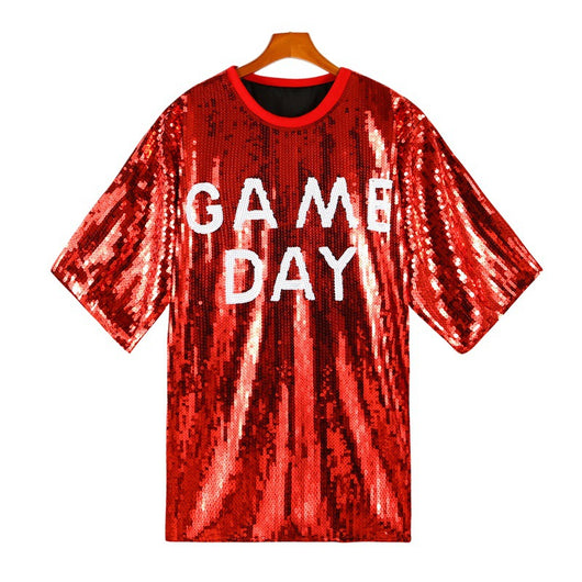 Blusa Suelta Lentejuelas Manga Corta Talla Grande para Mujer - Image 6