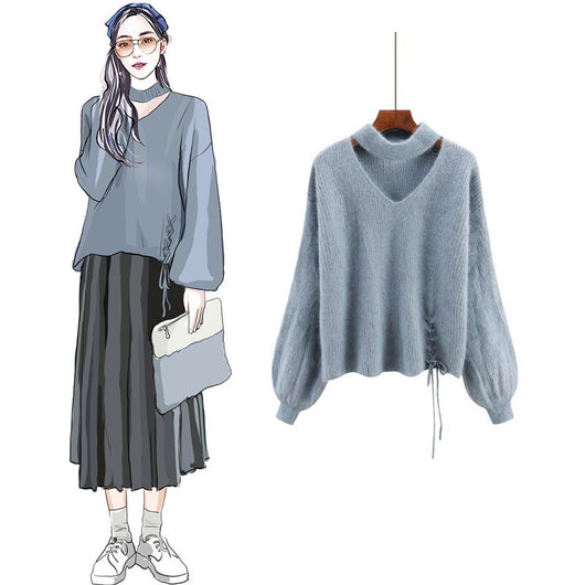 Suéter Suelto Roto Asimétrico para Mujer - Diseño Minimalista