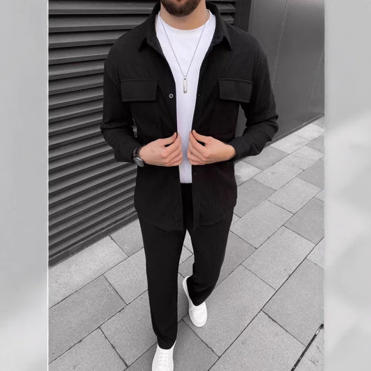 Traje Casual de Pana para Hombre - Camisa y Pantalón Coordinado - Image 4