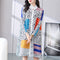 Vestido Talla Grande Plisado con Estampado - Corte A Suelto