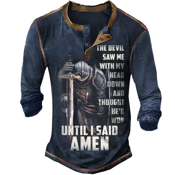 Playera Casual Manga Larga Cuello Redondo con Estampado para Hombre
