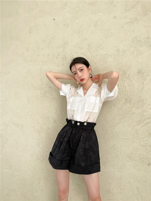 Shorts Jacquard con Tira de Perlas en el Hombro - Image 13